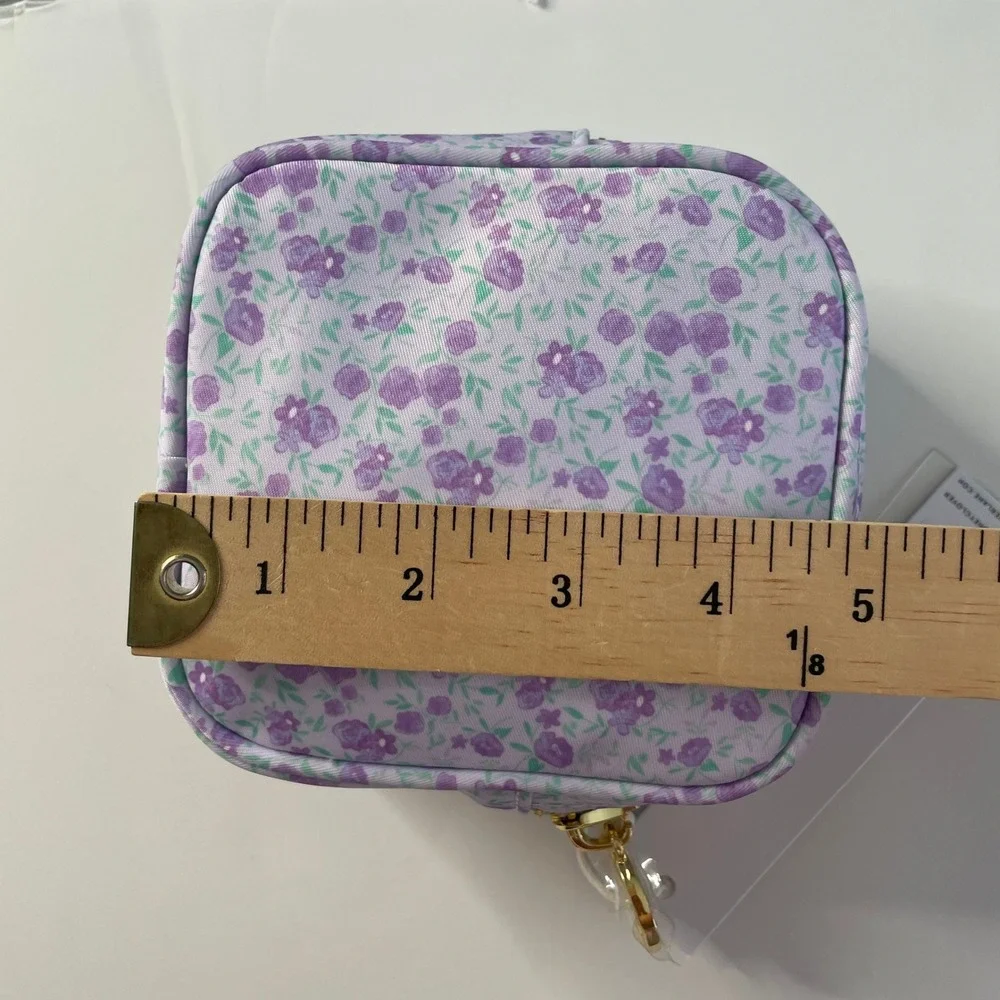 Stoney Clover Lane Purple‎ Floral Mini Pouch Nylon Makeup Bag Cottagecore NEW